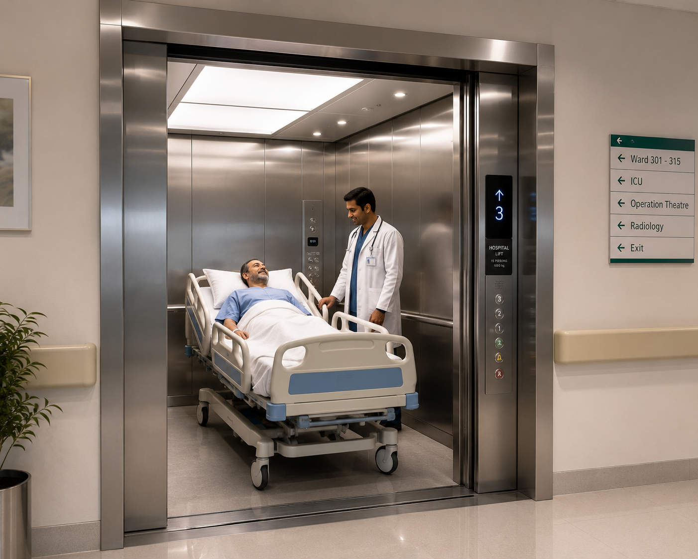 Hospital bed lift with stretcher compatibility – NABH compliant